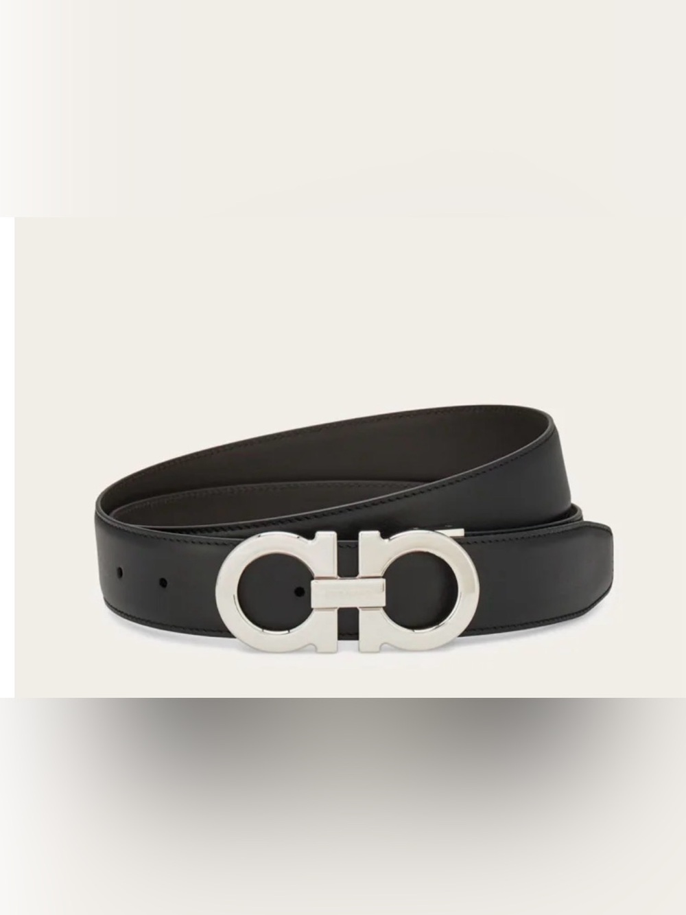 Salvatore Ferragamo Reversible Black and Brown Leather Belt with Gancini Buckle